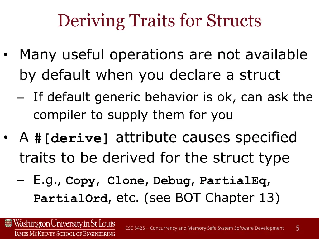 deriving traits for structs