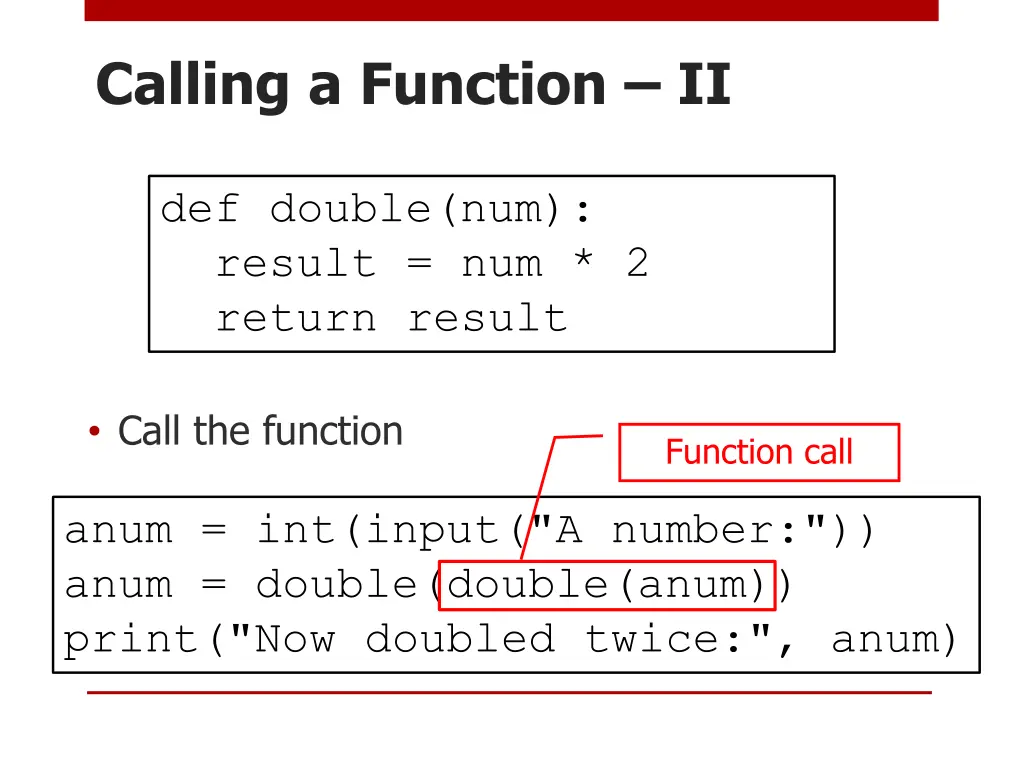 calling a function ii
