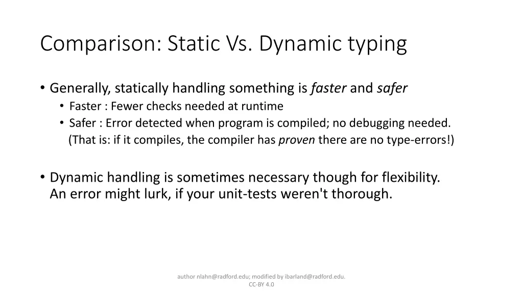 comparison static vs dynamic typing