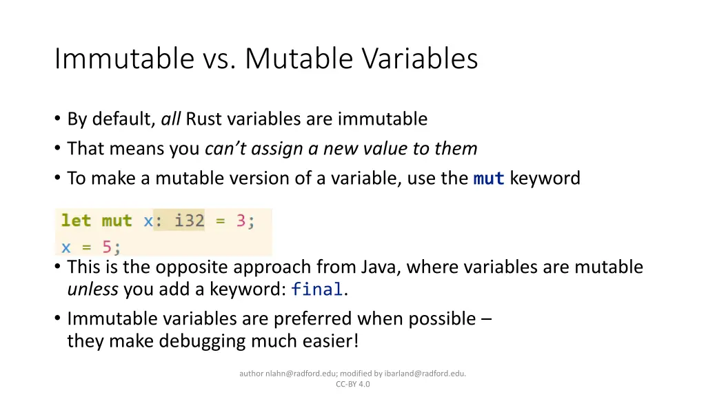 immutable vs mutable variables