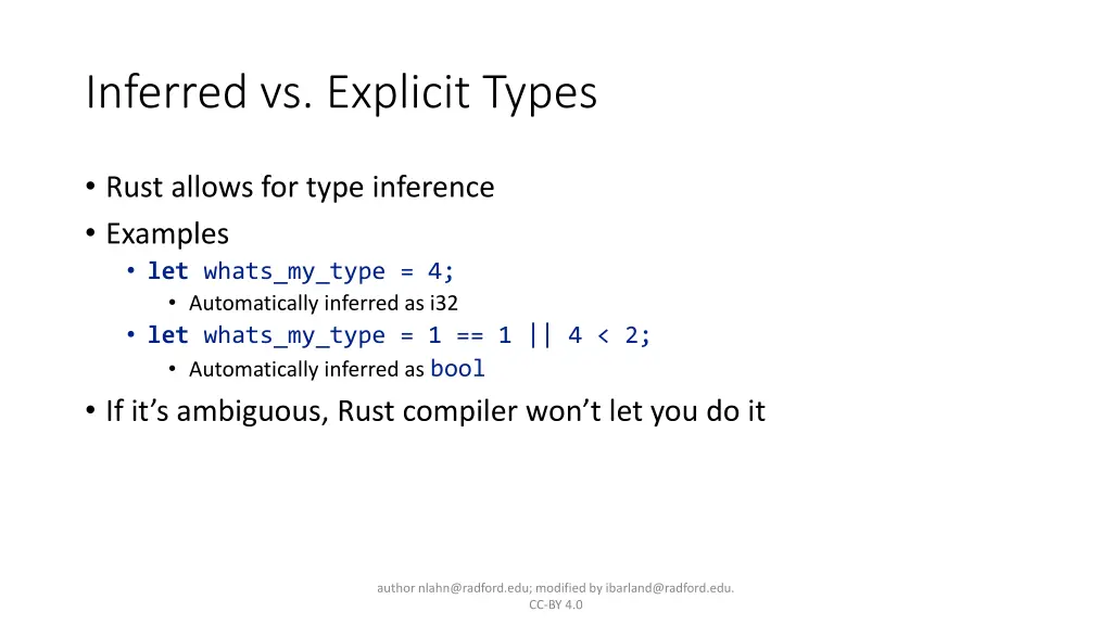 inferred vs explicit types