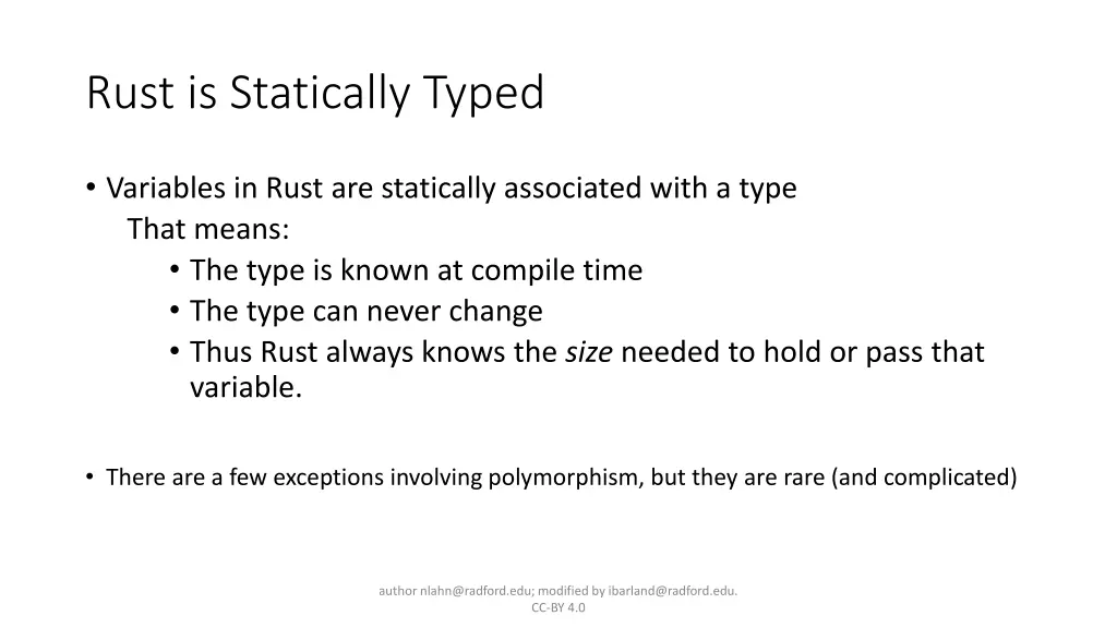 rust is statically typed
