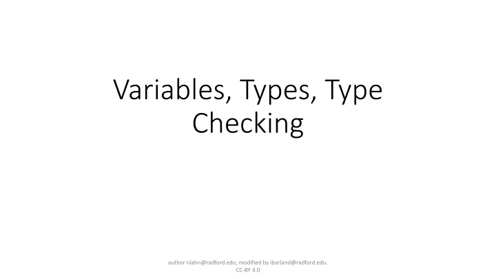 variables types type checking