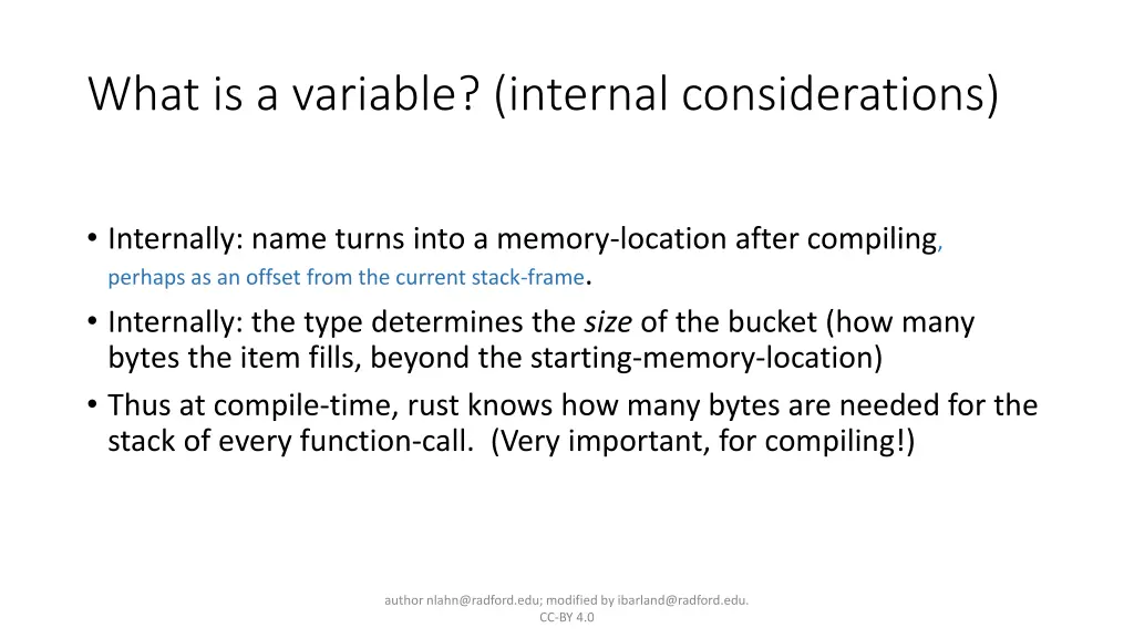 what is a variable internal considerations