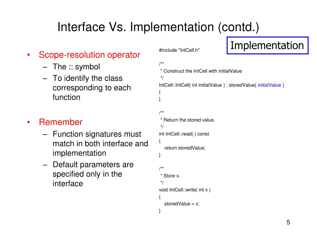 interface vs implementation contd