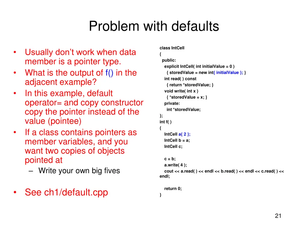 problem with defaults