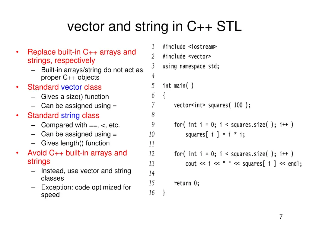 vector and string in c stl