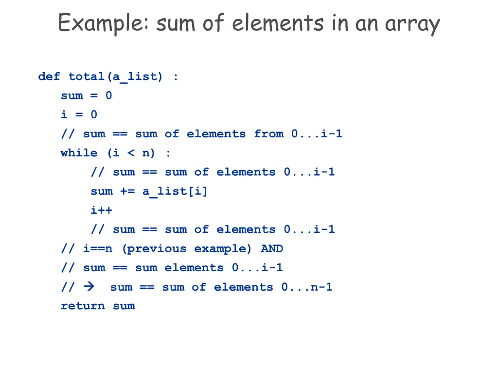 example sum of elements in an array