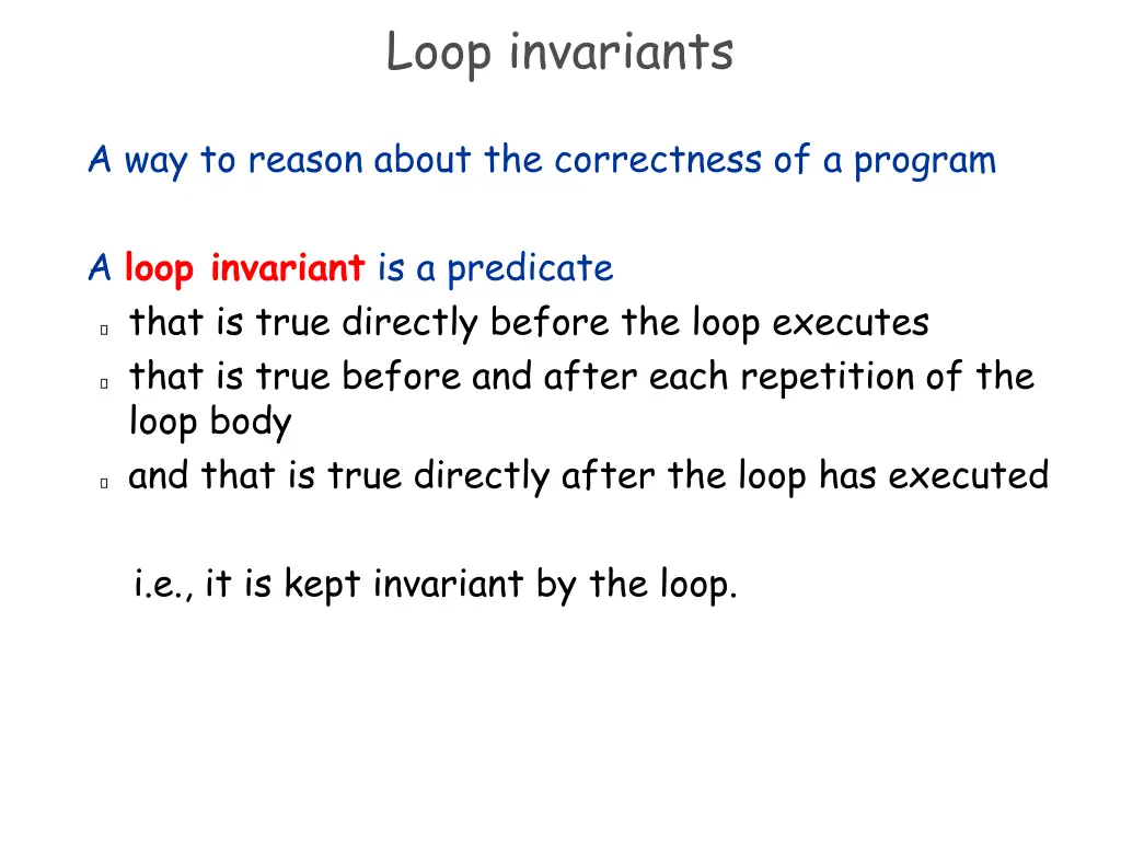 loop invariants
