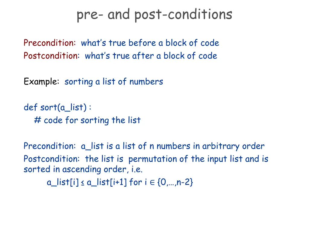 pre and post conditions 1