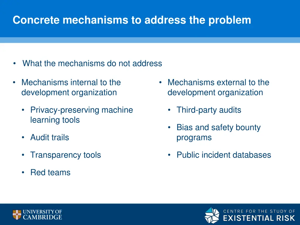 concrete mechanisms to address the problem