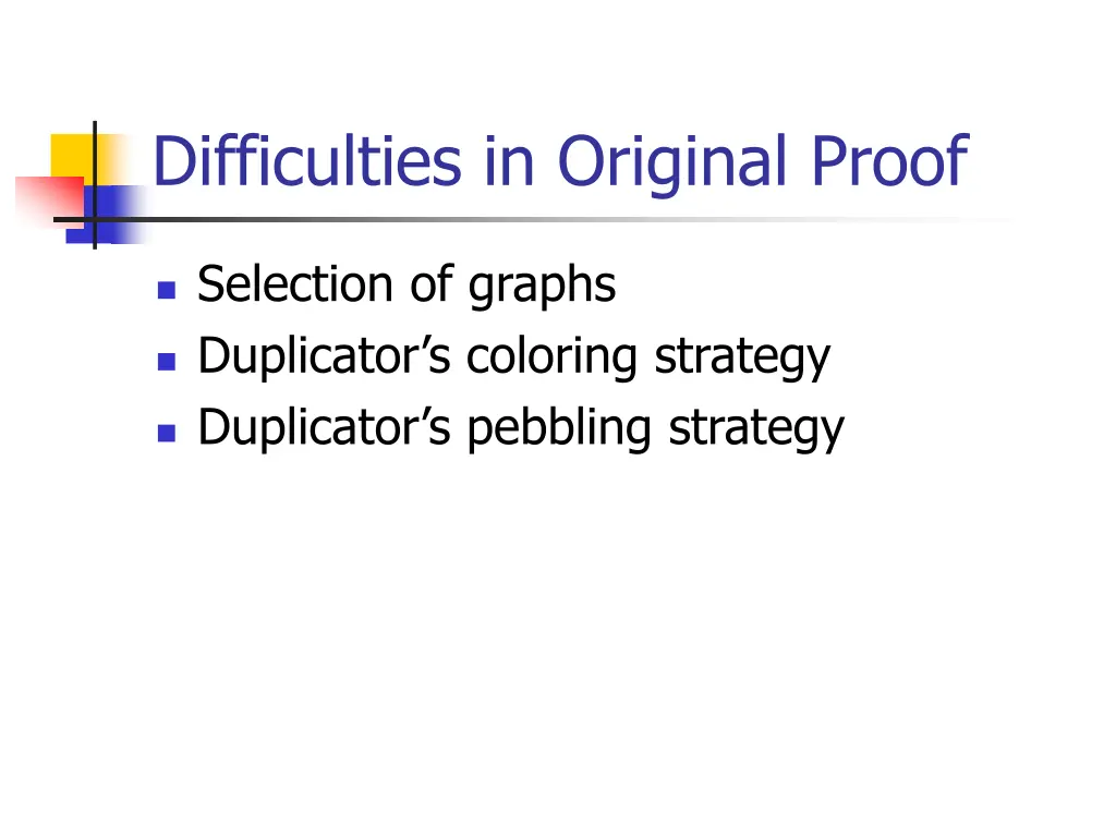 difficulties in original proof
