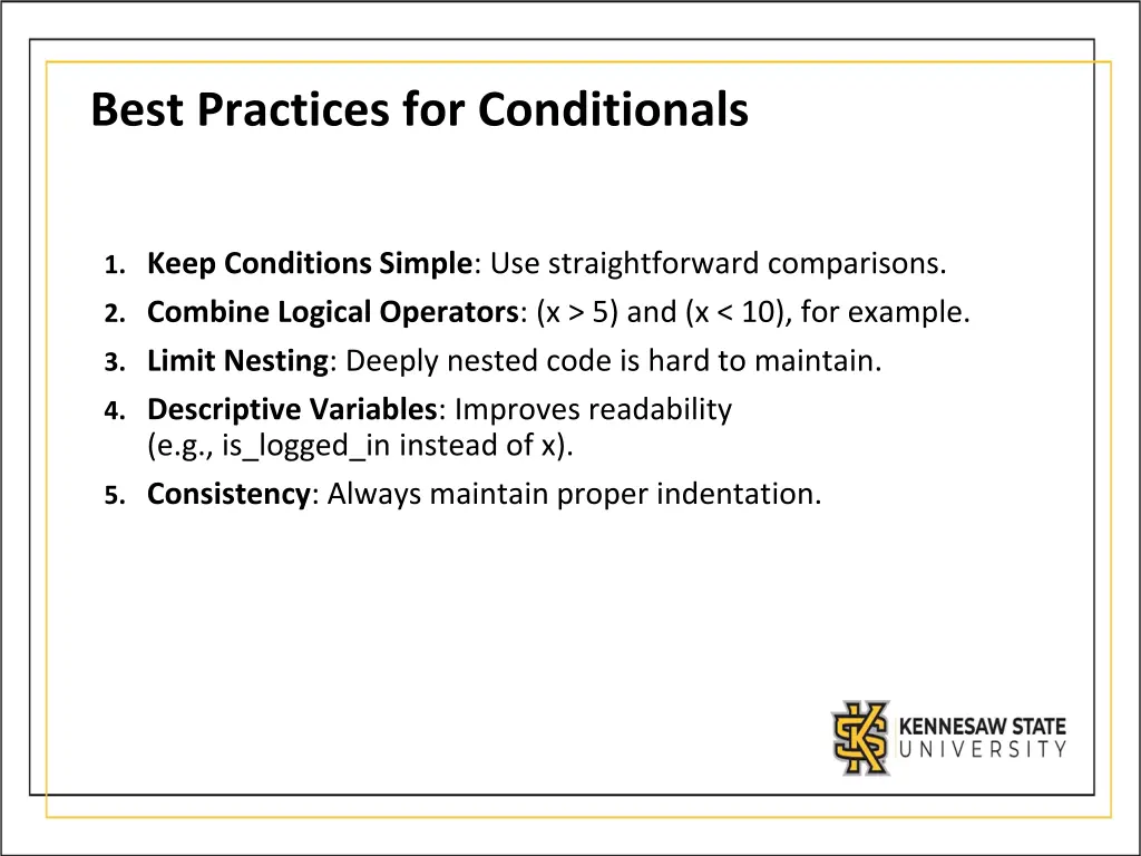 best practices for conditionals