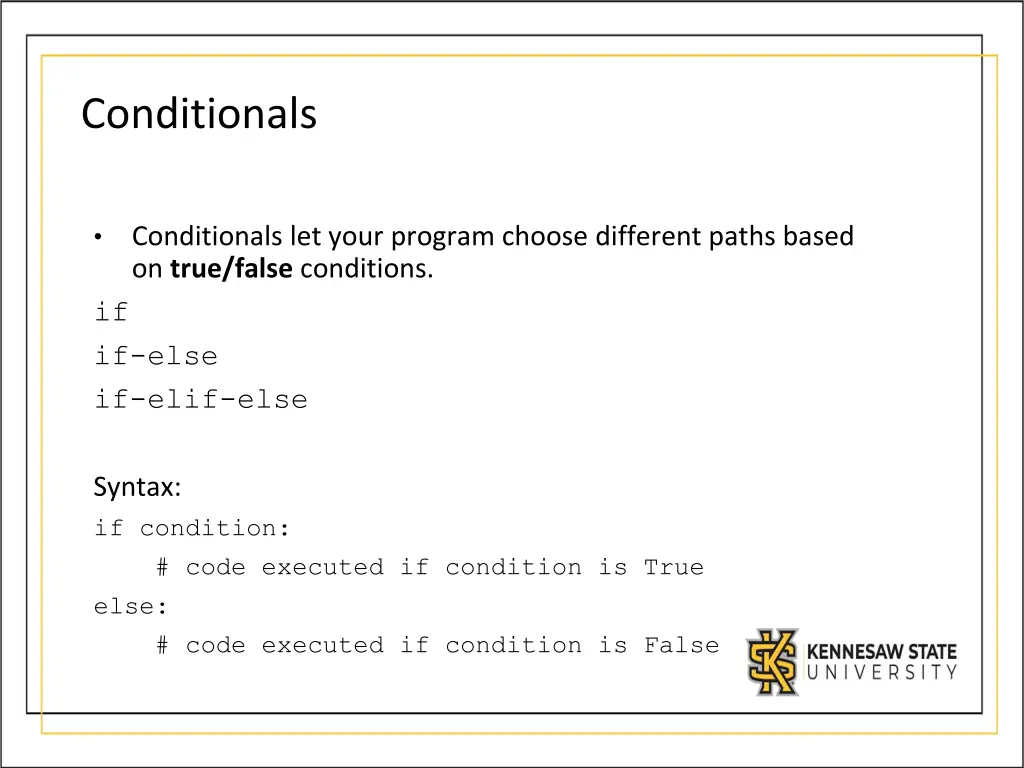 conditionals