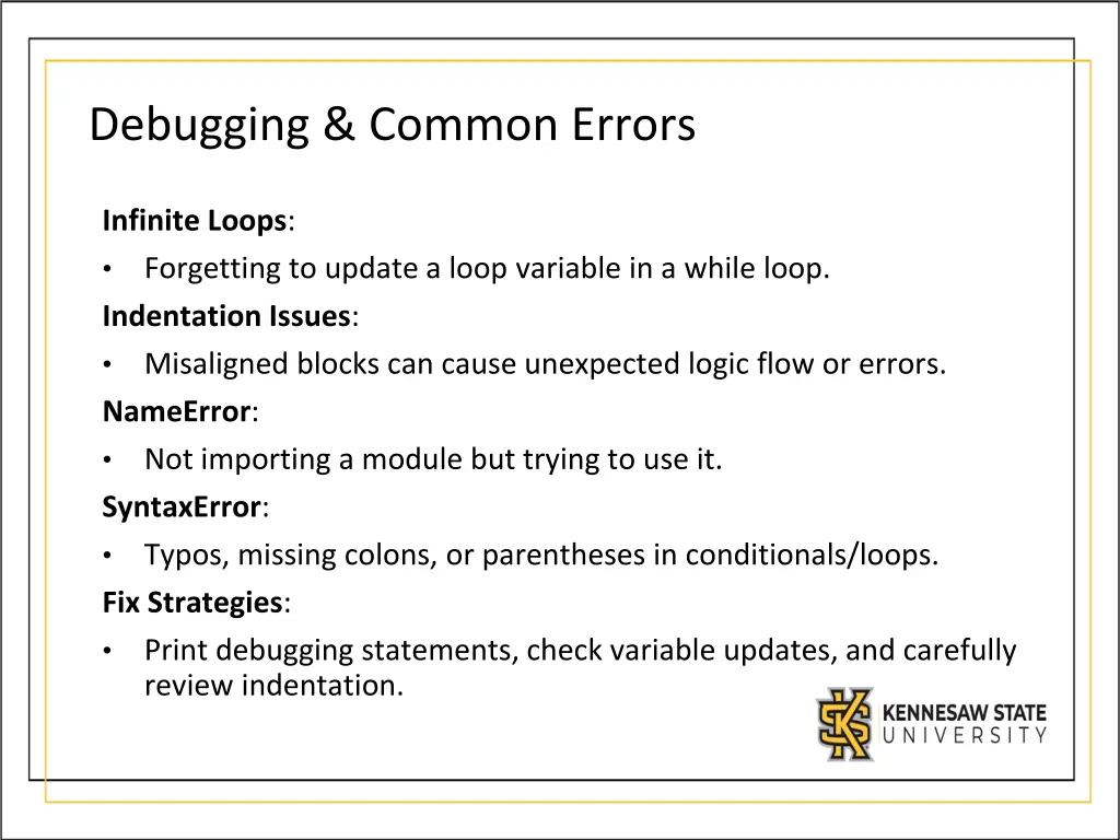 debugging common errors