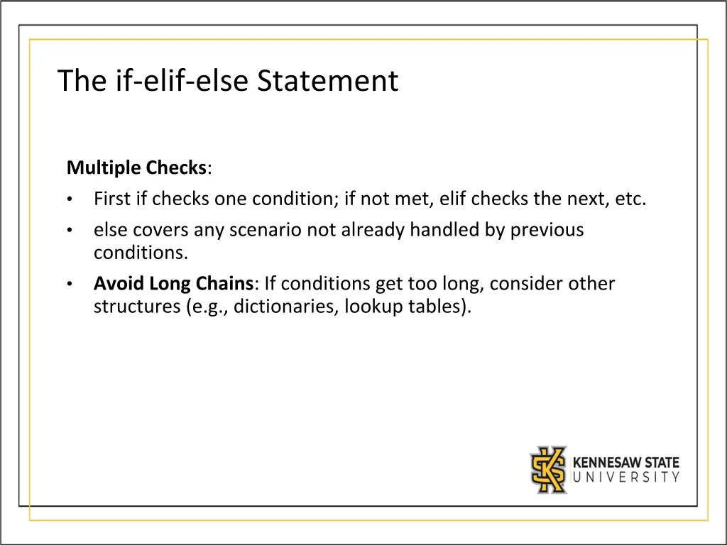 the if elif else statement 1