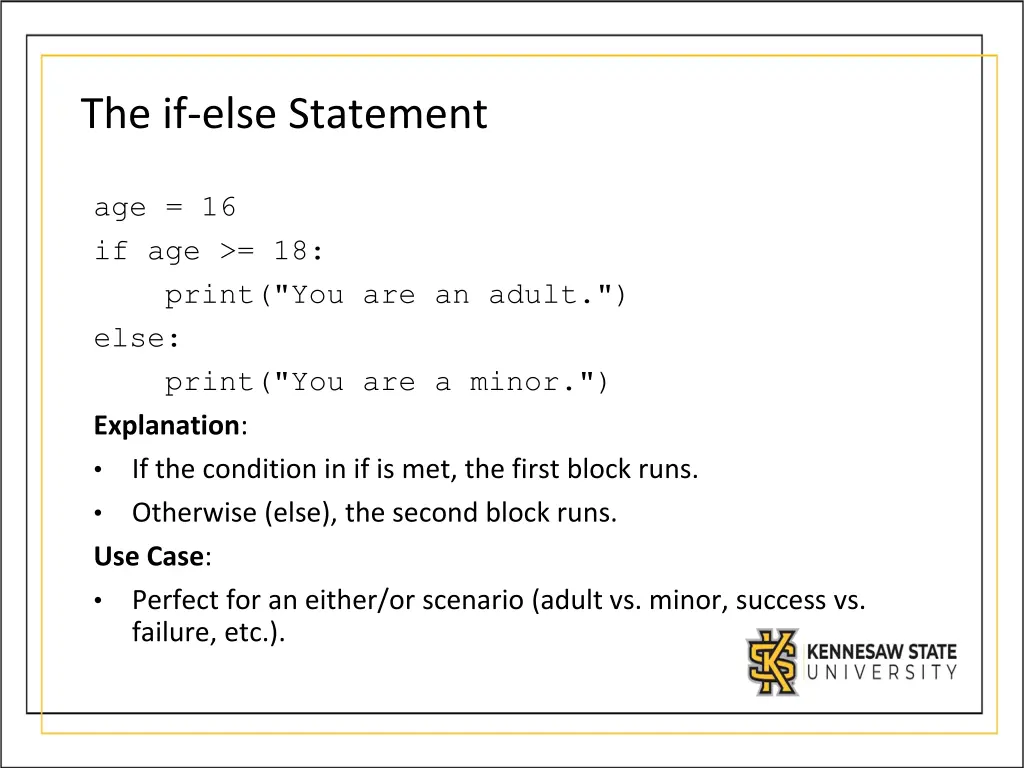 the if else statement