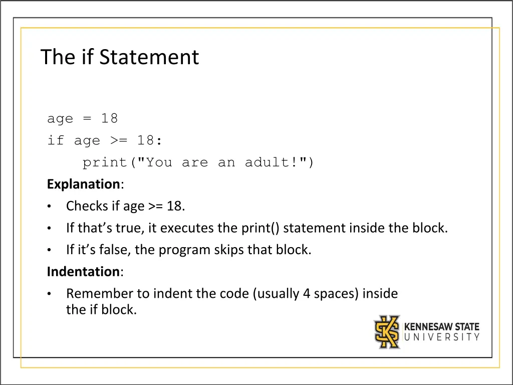 the if statement