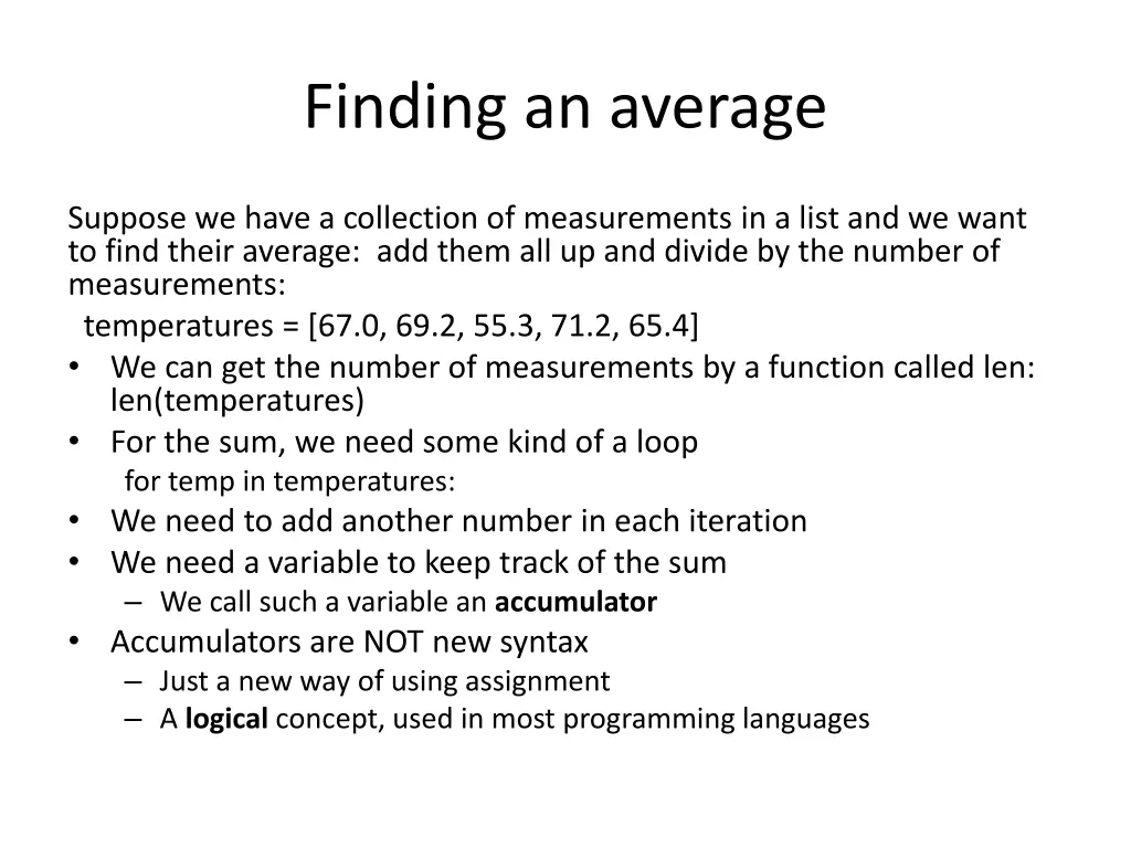 finding an average