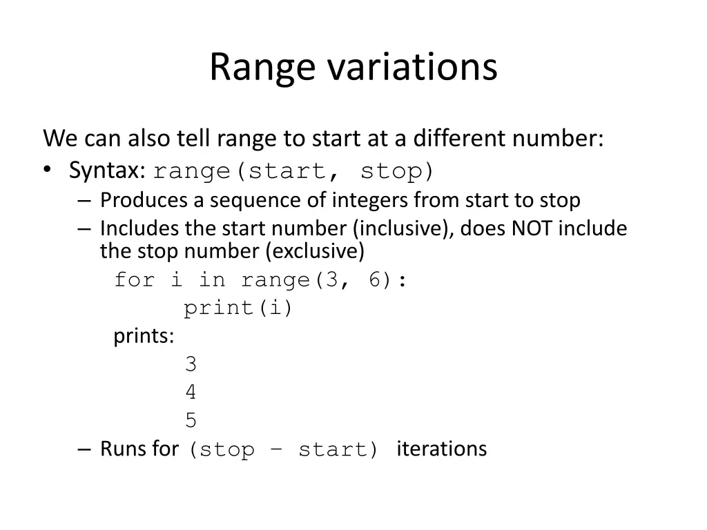 range variations