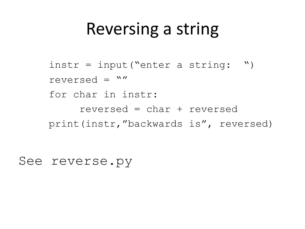 reversing a string