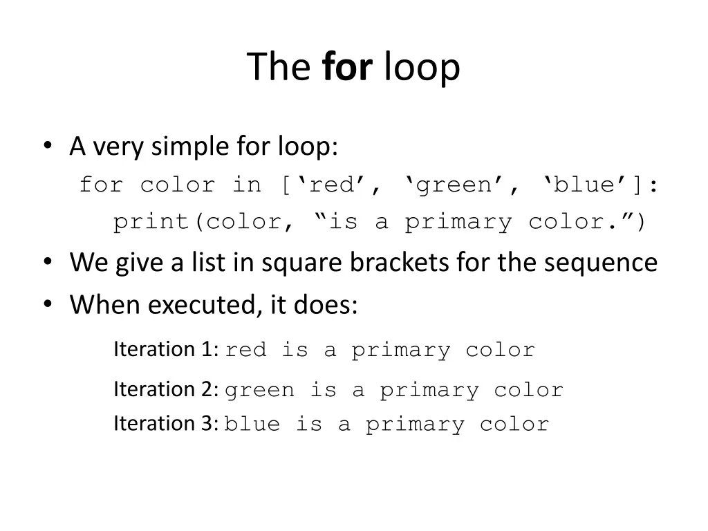 the for loop 1
