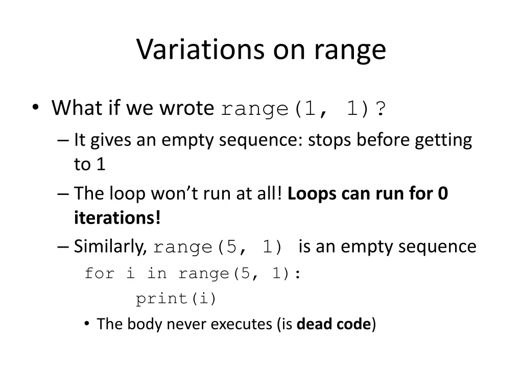 variations on range