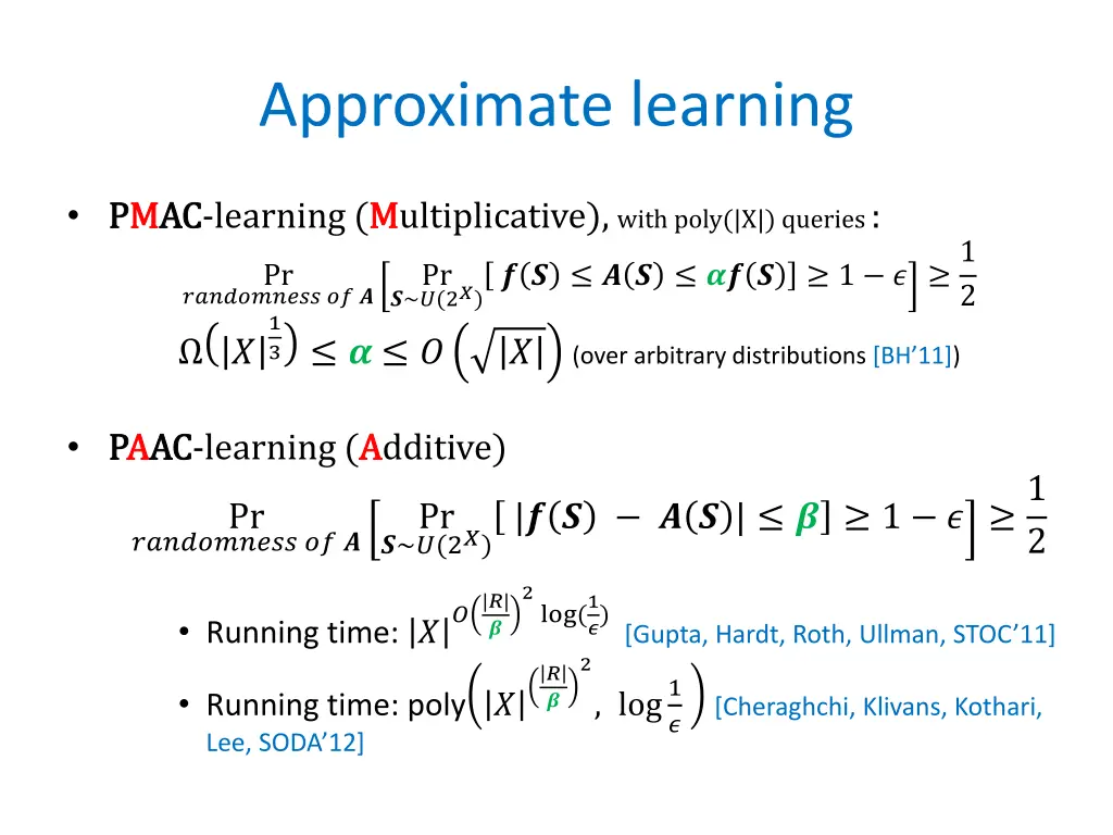 approximate learning