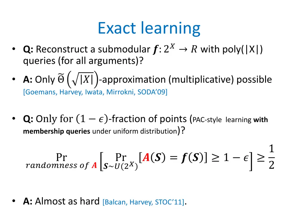 exact learning