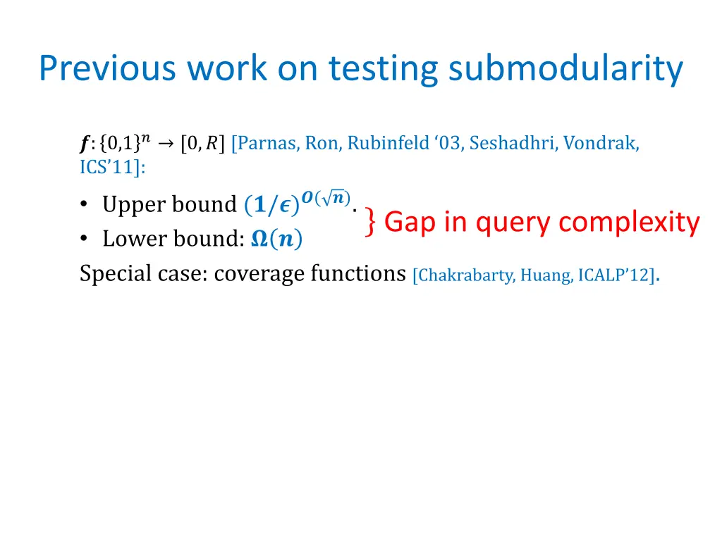 previous work on testing submodularity