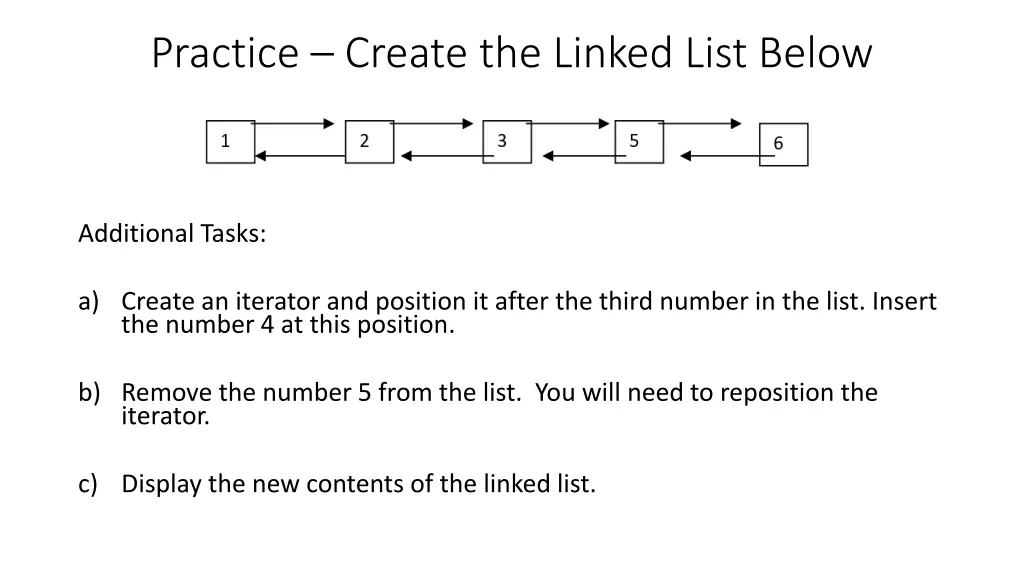 practice create the linked list below