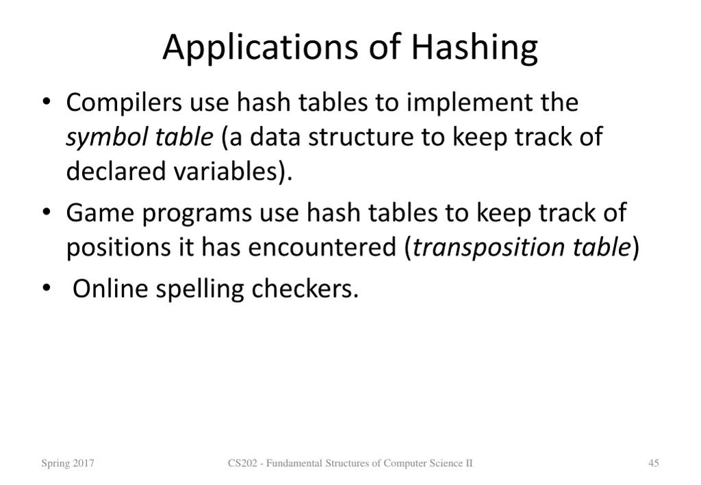 applications of hashing