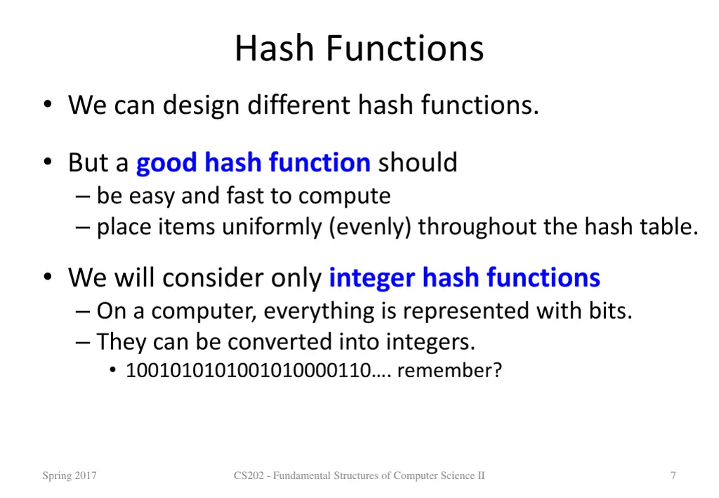 hash functions