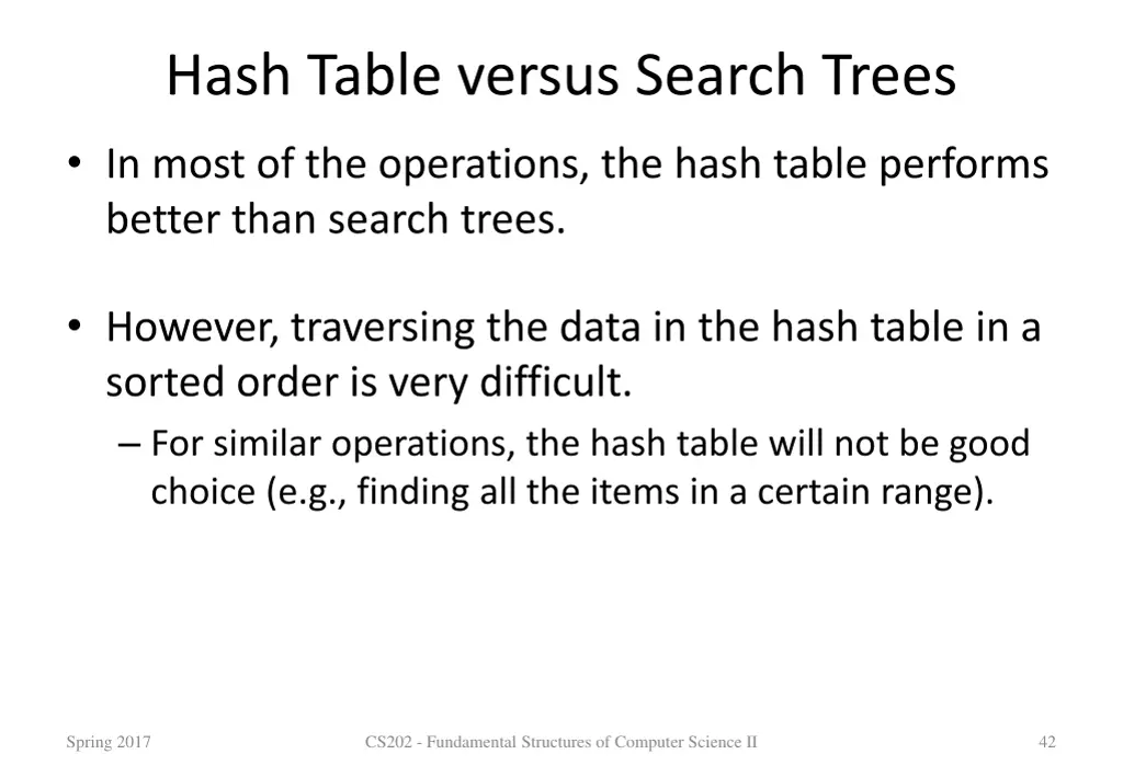 hash table versus search trees