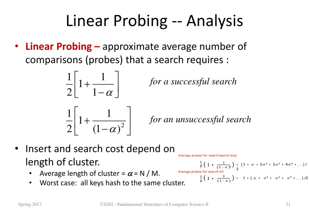 linear probing analysis