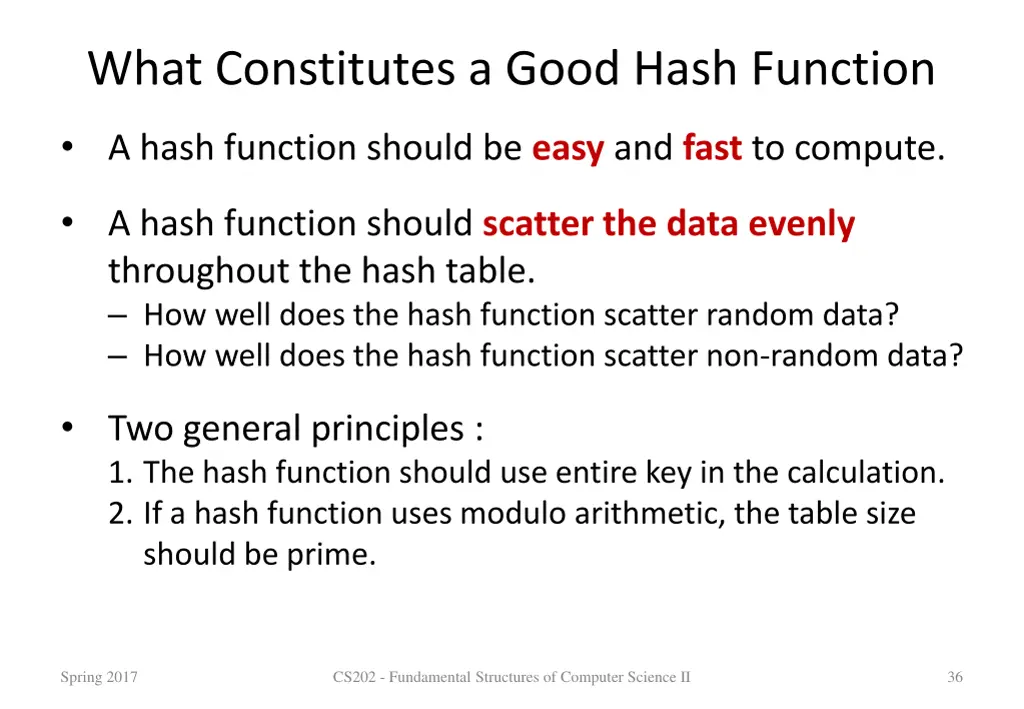 what constitutes a good hash function