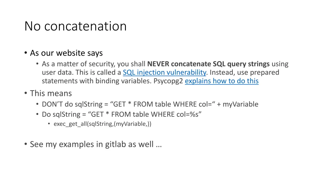 no concatenation
