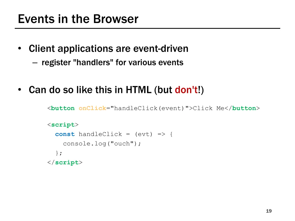 events in the browser