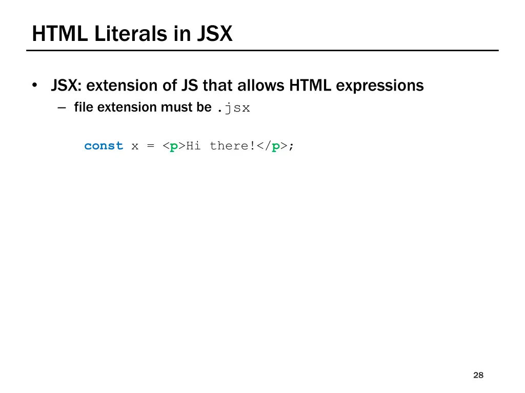 html literals in jsx