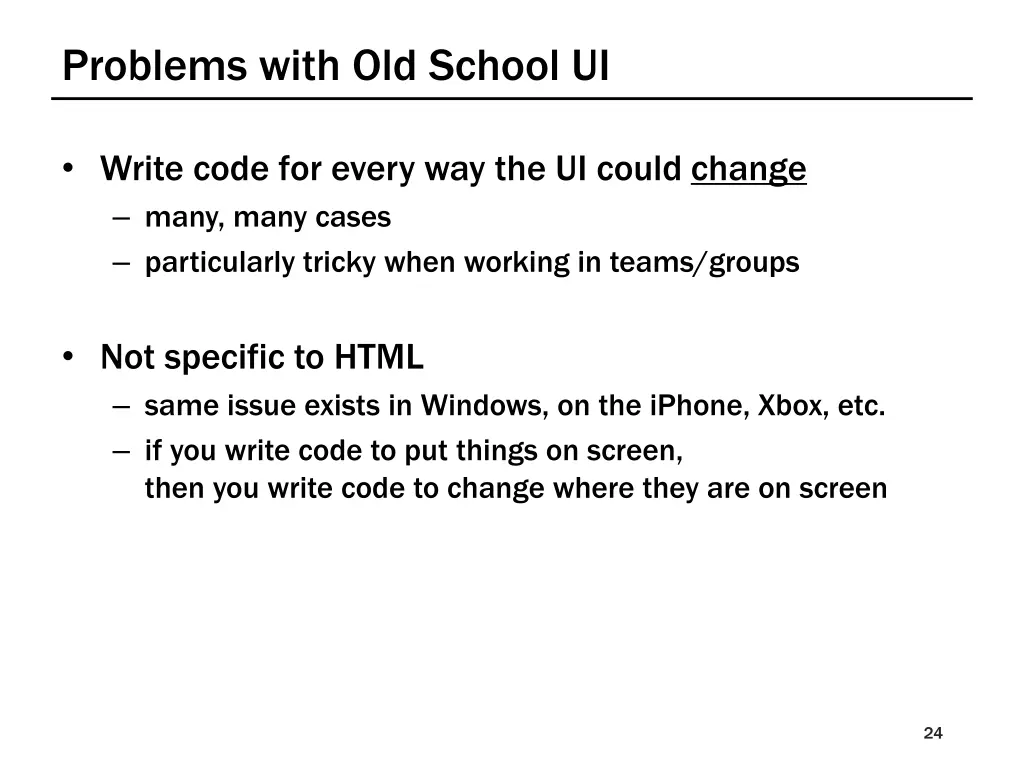 problems with old school ui