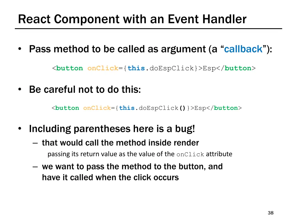 react component with an event handler