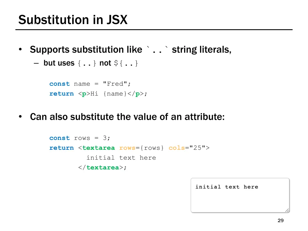 substitution in jsx