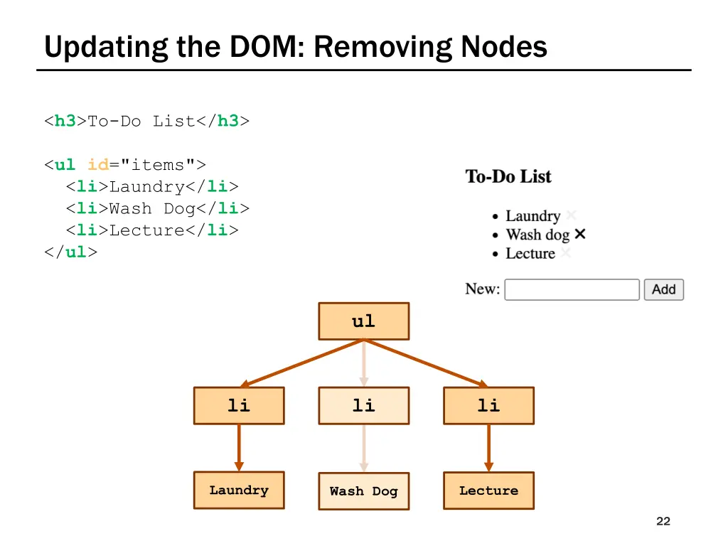 updating the dom removing nodes