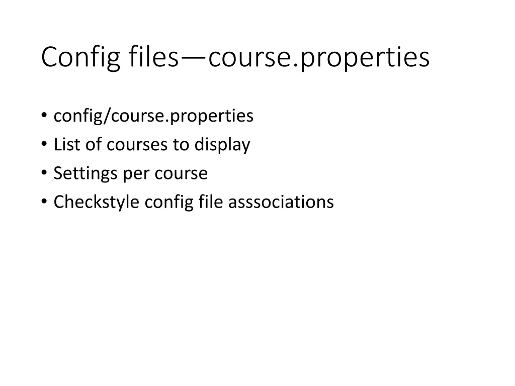 config files course properties