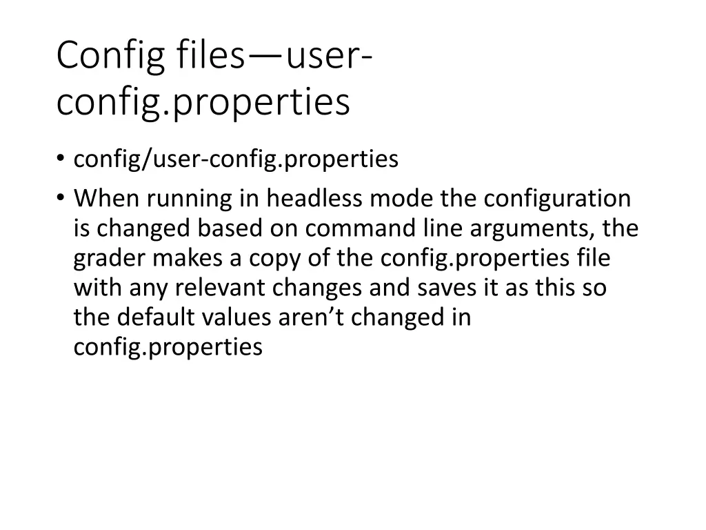 config files user config properties