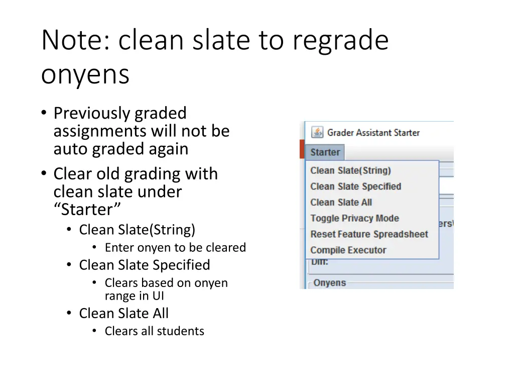 note clean slate to regrade onyens