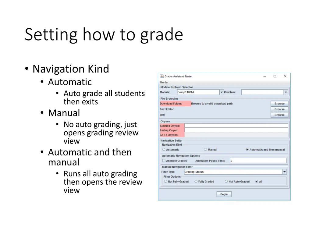setting how to grade
