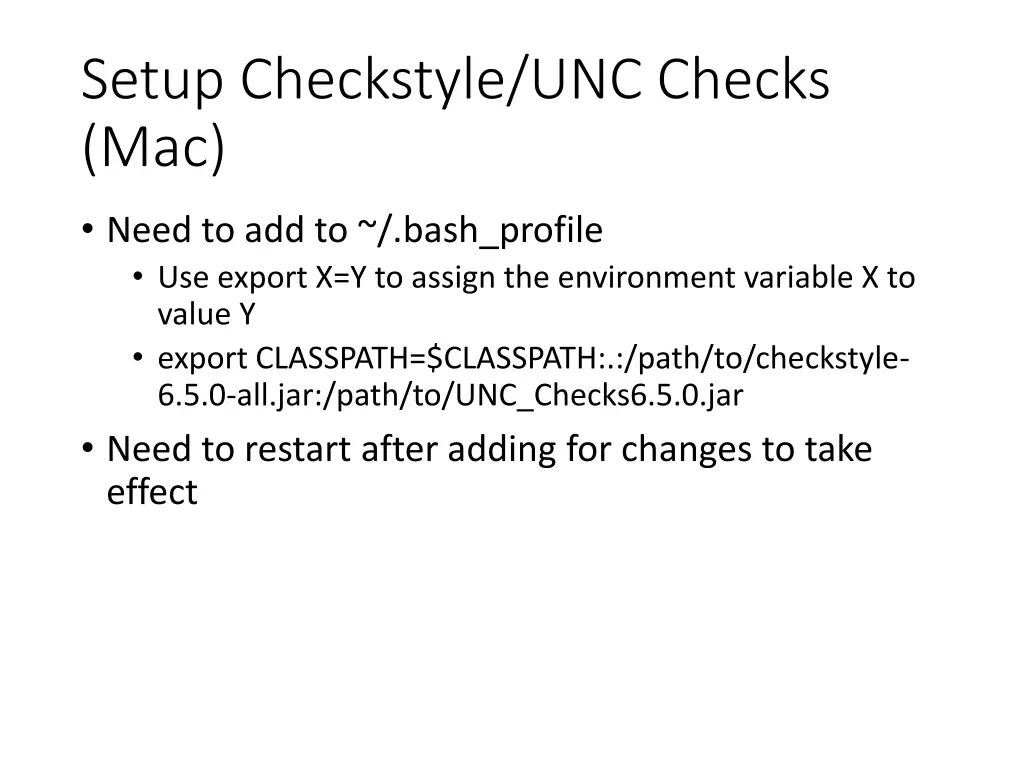setup checkstyle unc checks mac