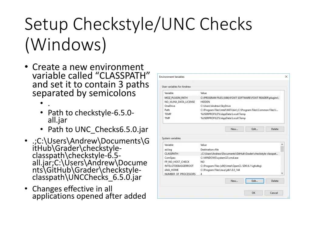setup checkstyle unc checks windows 2