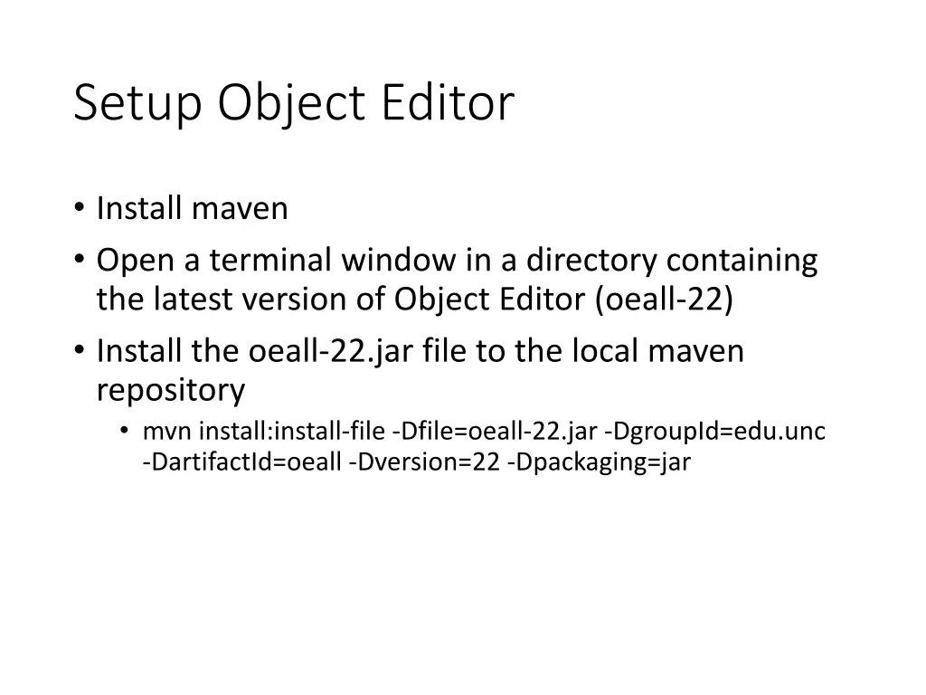 setup object editor